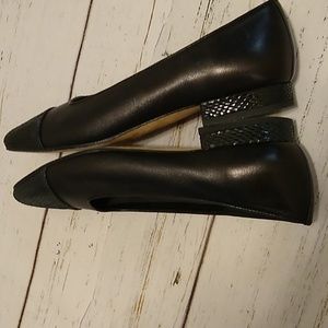 VAN ELI  Vaneli black leather snake print flats, 7